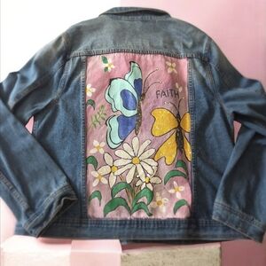 Woman  Denim Jacket with Butterfly Design